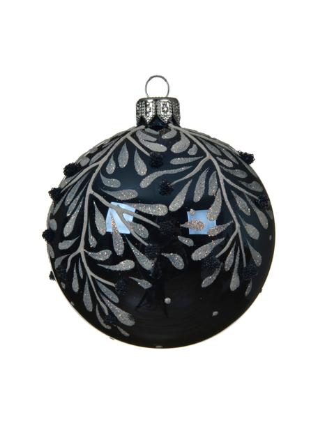 Pallina di Natale blu scuro Durra 2 pz, Vetro, Blu scuro, dorato, Ø 8 cm