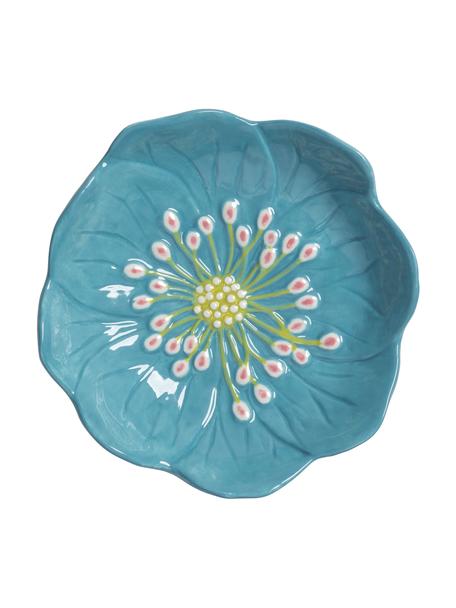 Miska Flower, Kamionka glazurowana, Petrol, w kształcie żywokostu, Ø 18 x W 5 cm