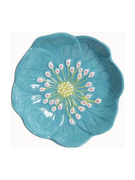 Bol flor hepáticas Flower, Cerámica de gres esmaltada, Azul petróleo en forma de hepática, Ø 18 x Al 5 cm