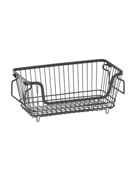 Metall-Aufbewahrungskorb Merka, Metall, beschichtet, Schwarz, B 32 x H 15 cm
