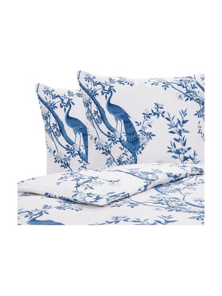 Pościel z perkalu Annabelle, Niebieski, biały, 200 x 200 cm + 2 poduszki 80 x 80 cm