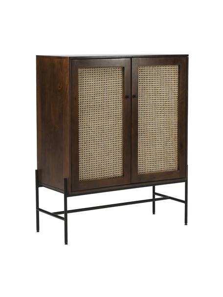Highboard Vienna mit Wiener Geflecht, Korpus: Massives Mangoholz, Mangoholz, B 100 x H 120 cm