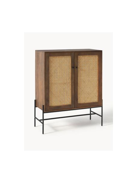Komoda z plecionką wiedeńską Vienna, Korpus: lite drewno mangowe, Nogi: metal malowany proszkowo, Drewno mangowe, S 100 x W 120 cm