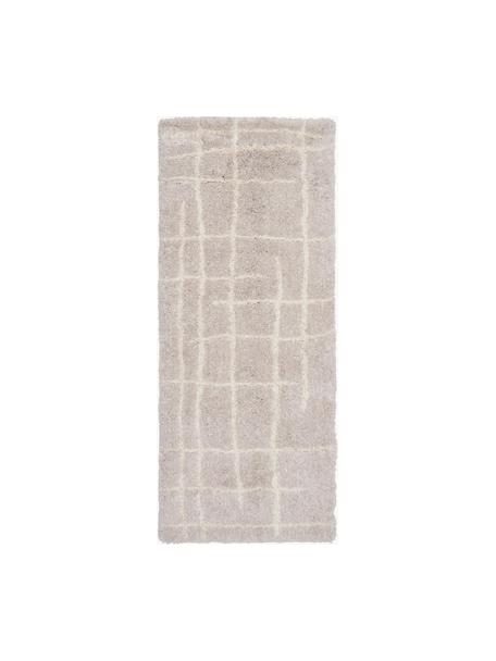 Tapis de couloir moelleux à poils longs beige tufté main Amelie, Beige & blanc crème, larg. 80 x long. 200 cm