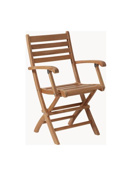 Skládací zahradní židle s područkami z teakového dřeva York, Broušené teakové dřevo, Teakové dřevo, Š 51 cm, V 86 cm