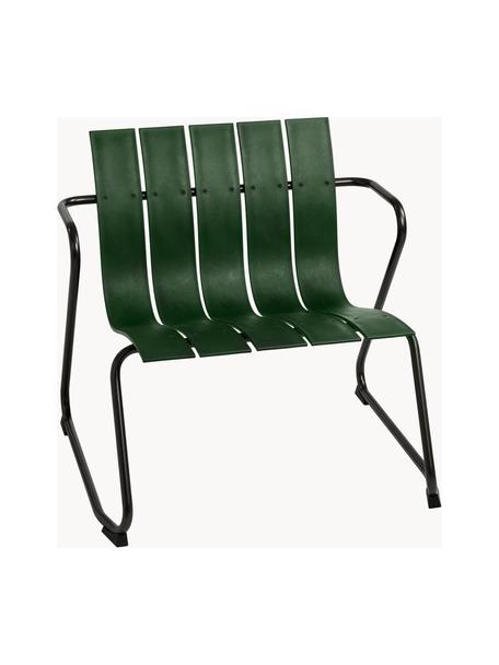 Ręcznie wykonany fotel ogrodowy Ocean, Stelaż: stal z recyklingu, powlek, Ciemny zielony, czarny, S 72 x G 63 cm