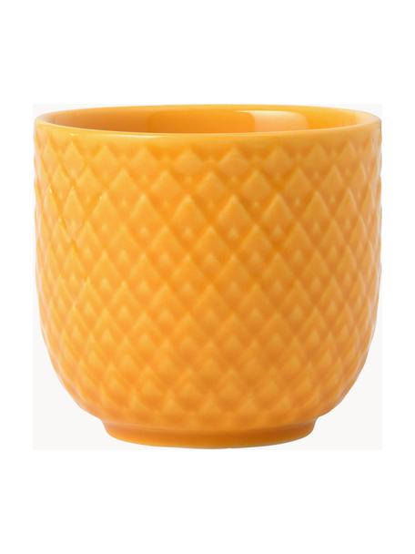 Coquetiers en porcelaine avec motif texturé Rhombe, 4 pièces, Porcelaine, Jaune soleil, Ø 5 x haut. 5 cm