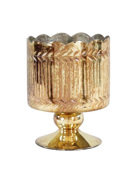 Svícen na čajovou svíčku Castello, Sklo, Zlatá, Ø 13 cm, V 16 cm
