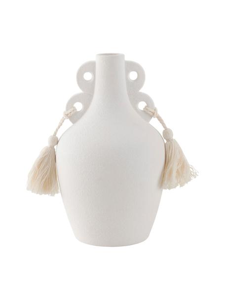 Vaso di design in gres bianco Mitte, Gres, Bianco, Ø 14 x Alt. 24 cm