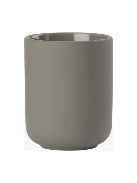 Tandenborstelbeker Ume van keramiek, Keramiek bedekt met een soft-touch oppervlak (kunststof), Taupe, Ø 8 x H 10 cm