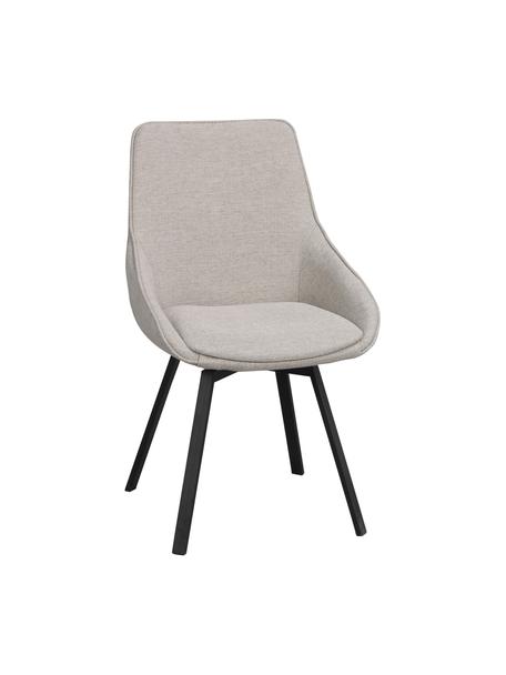 Sedia imbottita girevole con gambe in metallo Alison, Struttura: 100% polipropilene Con 25, Struttura: legno certificato FSC, Gambe: metallo verniciato a polv, Tessuto greige, Larg. 51 x Prof. 57 cm