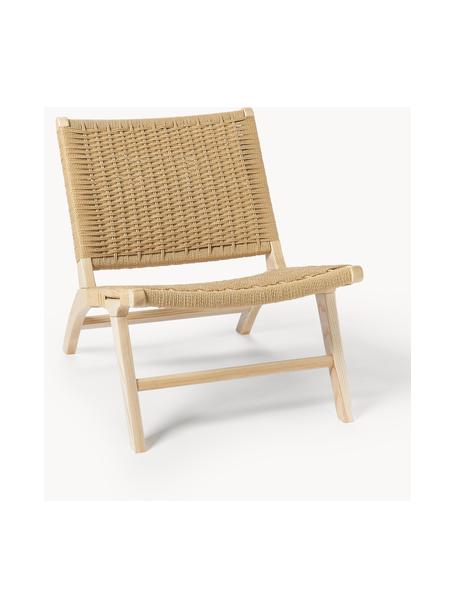 Fotel wypoczynkowy z drewna jesionowego i rattanu Ira, Stelaż: lite drewno jesionowe, Drewno jesionowe, rattan, S 58 x W 69 cm
