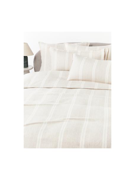 Gestreifter Flanell-Bettdeckenbezug Belinda, Webart: Flanell, Hellbeige, Off White, B 135 x L 200 cm