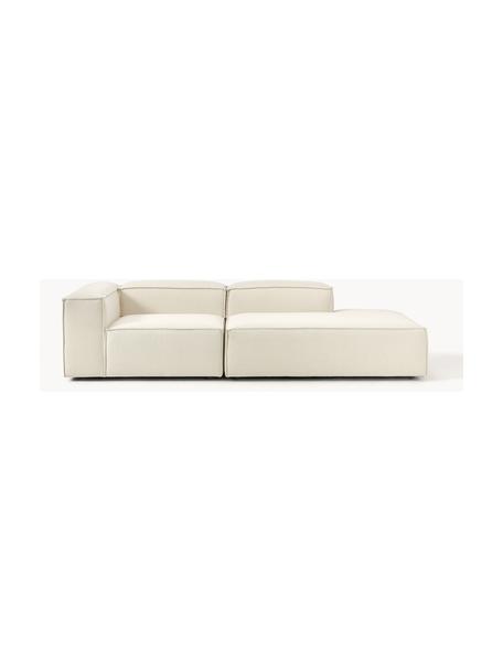 Chaise longue componibile Lennon, Rivestimento: 100% poliestere Con 115.0, Struttura: legno di pino massiccio, , Piedini: plastica Questo prodotto , Tessuto bianco latte, Larg. 269 x Prof. 119 cm, schienale a sinistra