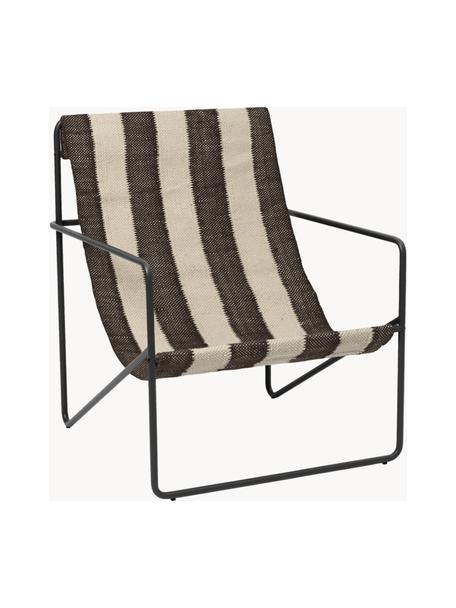 Fauteuil lounge Desert, Tissu beige clair, brun foncé, noir, larg. 63 x prof. 66 cm