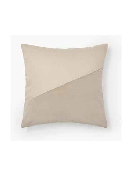 Funda de cojín de terciopelo y lino Adelaide, Beige, An 45 x L 45 cm