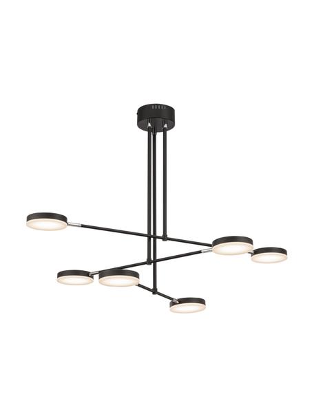 Grote LED hanglamp Fad in zwart, Baldakijn: metaal, acryl, gecoat, Decoratie: metaal, acryl, gecoat, Zwart, zilverkleurig, beige, 89 x 62 cm