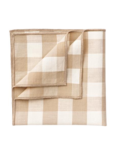 Servilletas de tela mezcla de lino a cuadros Vichy, 2 uds., 55% lino, 45% algodón, Marrón, beige, An 40 x L 40 cm