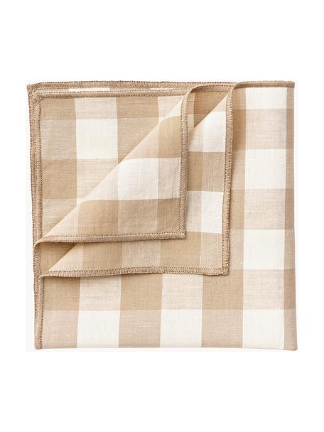 Set 2 tovaglioli a quadretti in misto lino Vichy, 55% lino, 45% cotone, Marrone, beige, Larg. 40 x Lung. 40 cm