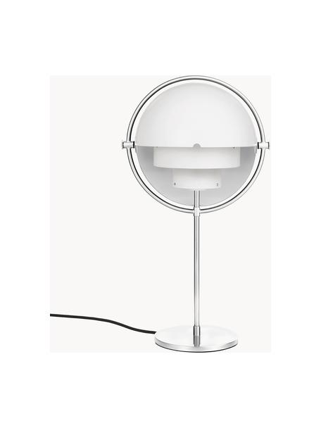 Grote verstelbare tafellamp Multi-Lite, Gecoat aluminium, Wit mat, zilverkleurig glanzend, Ø 24 x H 50 cm