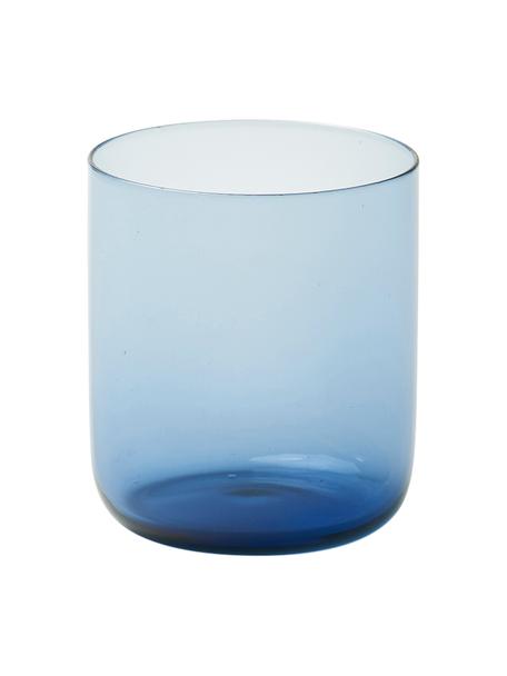 Ručne fúkané poháre na vodu Bloom, 6 ks, Fúkané sklo, Modrá, Ø 7 x V 8 cm, 220 ml