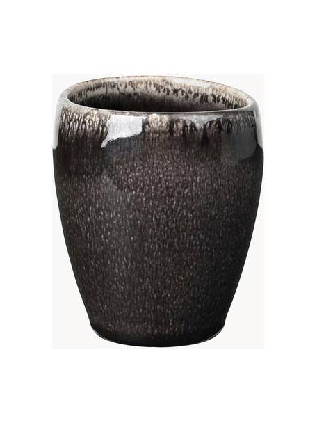 Tazas de café artesanales Nordic Coal, 6 uds., Cerámica de gres, Negro jaspeado, Ø 7 x Al 8 cm, 100 ml