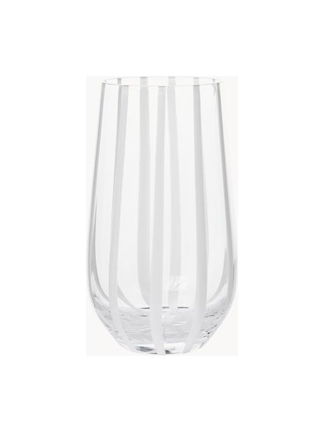 Szklanka ze szkła dmuchanego Stripe, Szkło dmuchane, Transparentny, biały, Ø 9 x W 15 cm, 550 ml