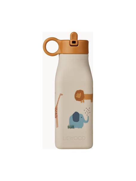 Láhev na vodu Warren, Silikon, Světle béžová, světle hnědá, motiv safari, Š 8 cm, V 19 cm, 350 ml