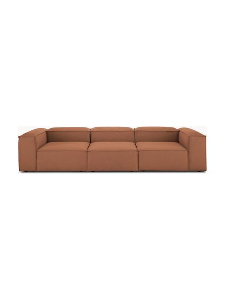 Modulares Sofa Lennon (4-Sitzer), Bezug: 100 % Polyester Der strap, Gestell: Massives Kiefernholz FSC-, Webstoff Nougat, B 327 x T 119 cm