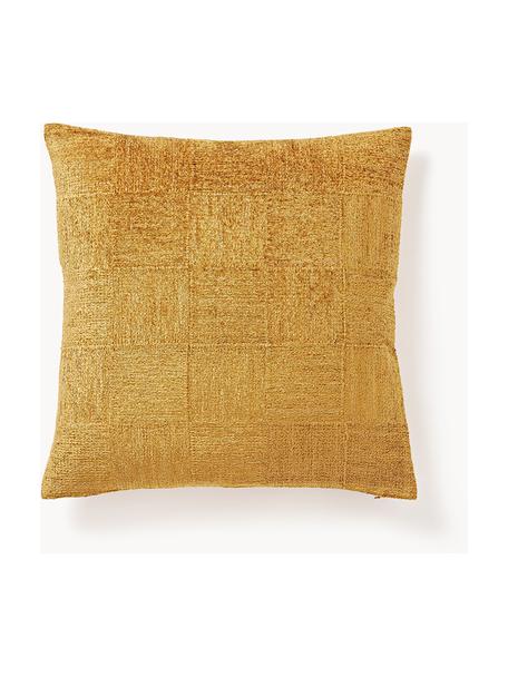 Housse de coussin 50x50 en chenille Keeley, 100 % coton, Jaune moutarde, larg. 50 x long. 50 cm