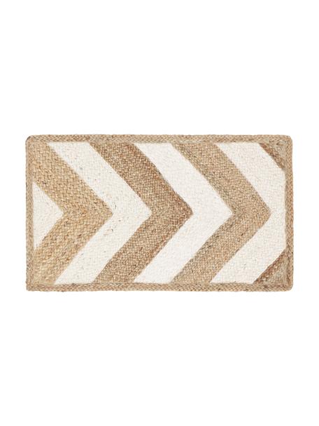 Tapis jute fait main Eckes, 100 % jute

Le toucher des tapis en jute peut être rugueux, ils ne sont pas adaptés aux contacts directs avec la peau, Beige, blanc, larg. 50 x long. 80 cm