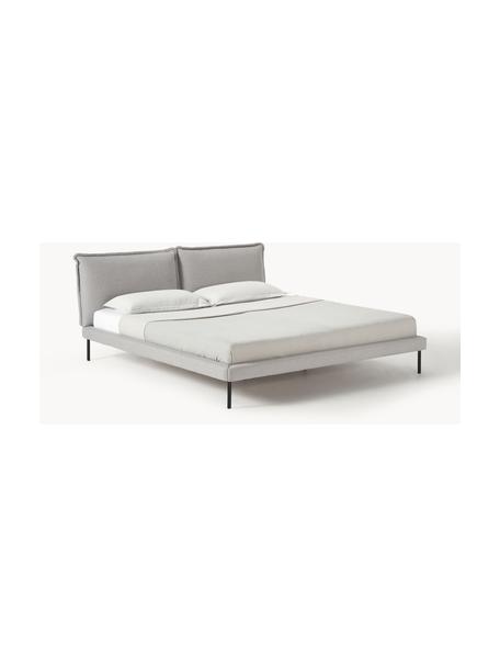 Gestoffeerd bed Amelia, Bekleding: 100% polyester Met 40.000, Frame: multiplex, Poten: hout, kunststof Dit produ, Geweven stof lichtgrijs, B 180 x L 200 cm