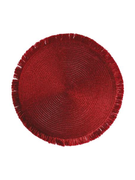 Ronde kunststoffen placemats Linda in rood, 6 stuks, Kunststof, Rood, Ø 38 cm