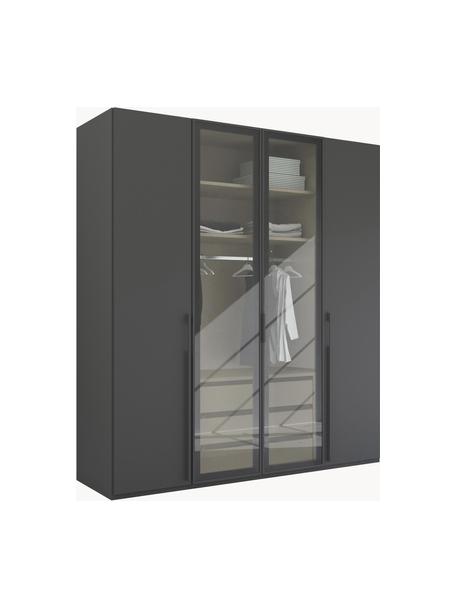 Drehtürenschrank Skat Shine mit beleuchteten Glastüren, Griffe: Metall, beschichtet, Anthrazit, B 201 x H 223 cm