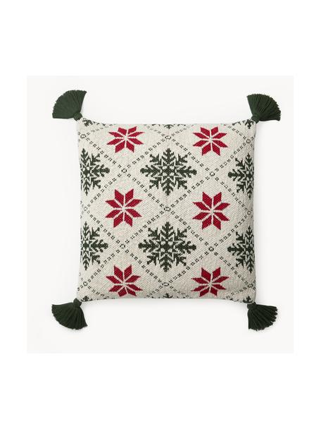 Housse de coussin 50x50 avec motif de Noël Starry, 100 % coton, Vert, rouge, blanc, larg. 50 x long. 50 cm