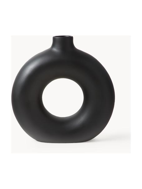 Design-Vase Livo, H 31 cm, Steingut, Schwarz, Ø 5 x H 31 cm