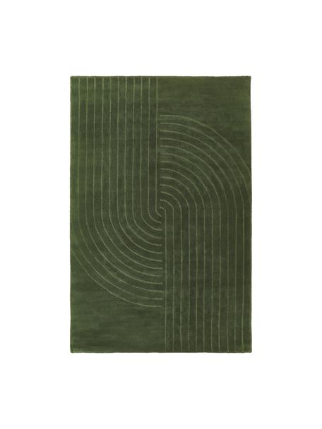 Alfombra artesanal de lana Mason, Parte superior: 100% lana, Reverso: 100% algodón Las alfombra, Verde oscuro, An 200 x L 300 cm (Tamaño L)