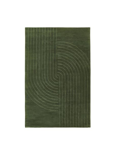 Tappeto in lana fatto a mano Mason, Retro: 100% cotone Nel caso dei , Verde scuro, Larg. 200 x Lung. 300 cm (taglia L)