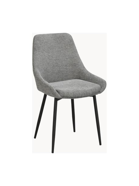 Gestoffeerde stoelen Sierra, 2 stuks, Bekleding: 100% polyester, Poten: gepoedercoat metaal, Geweven stof grijs, B 49 x D 55 cm