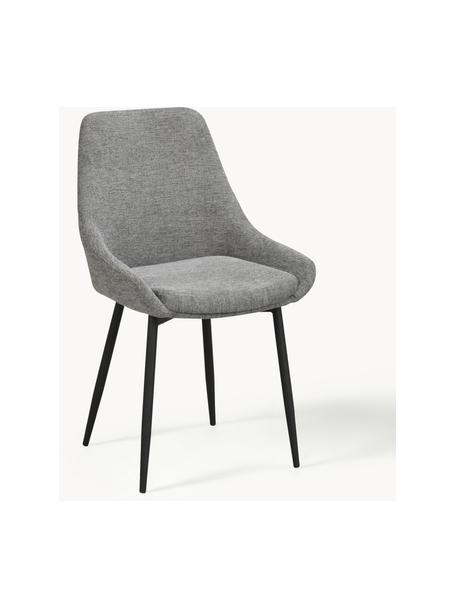 Gestoffeerde stoelen Sierra, 2 stuks, Bekleding: 100% polyester, Poten: gepoedercoat metaal Dit p, Geweven stof grijs, zwart, B 49 x D 55 cm