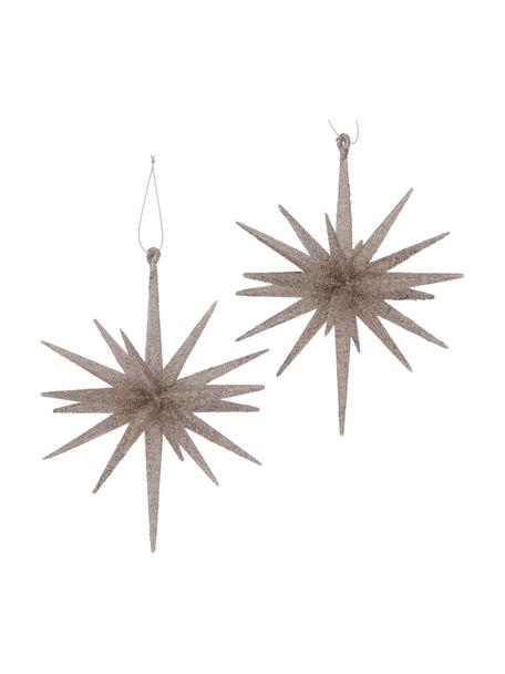 Étoiles de Noël à suspendre Tove, 2 pièces, Plastique, Taupe, Ø 14 x haut. 14 cm