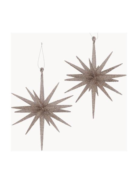 Étoiles de Noël à suspendre Tove, 2 pièces, Plastique, Taupe, Ø 14 x haut. 14 cm