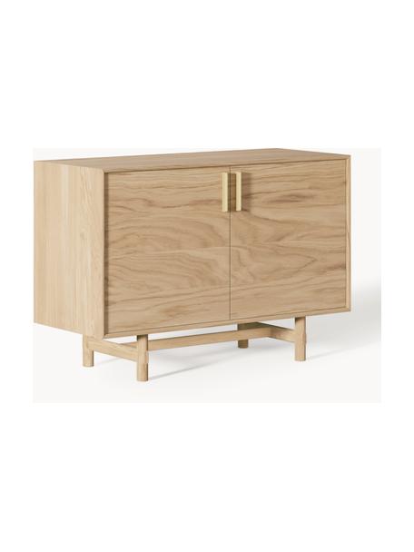 Komoda z drewna dębowego Diana, Korpus: płyta wiórowa z fornirem , Nogi: lite drewno dębowe z cert, Jasne drewno naturalne, S 110 x W 76 cm
