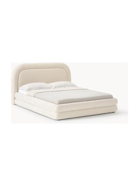 Cama tapizada Solomon, Tapizado: 100% poliéster Alta resis, Estructura: madera contrachapada, Patas: plástico Este producto es, Tejido Off White, An 160 x L 200 cm