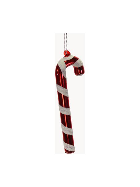 Baumanhänger Candy Cane H 11 cm, 3 Stück, Glas, lackiert, Rot, Weiß, B 2 x H 11 cm