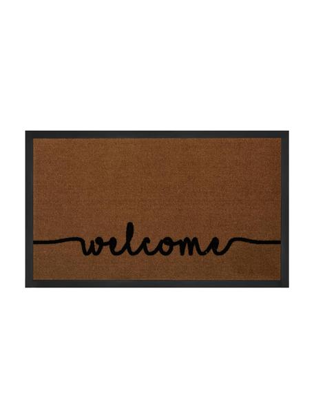 Paillasson en polyamide Cozy Welcome, Brun, noir, larg. 45 x long. 75 cm
