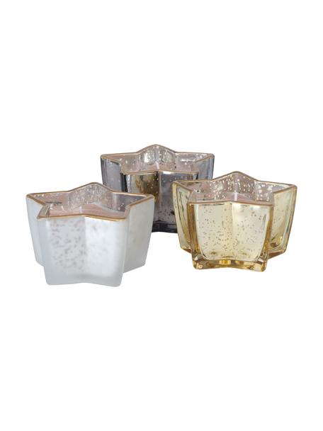 Set 3 candele decorative in contenitori di vetro Delisa, Contenitore: vetro, Multicolore, Larg. 10 x Alt. 6 cm