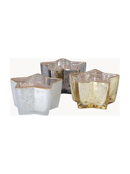 Set 3 candele decorative in contenitori di vetro Delisa, Contenitore: vetro, Multicolore, Larg. 10 x Alt. 6 cm