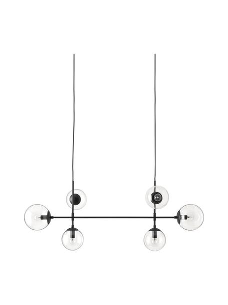 Lámpara de techo grande Cassia, Estructura: metal recubierto, Anclaje: metal con pintura en polv, Cable: cubierto en tela, Negro, transparente, Ø 15 x Al 150 cm