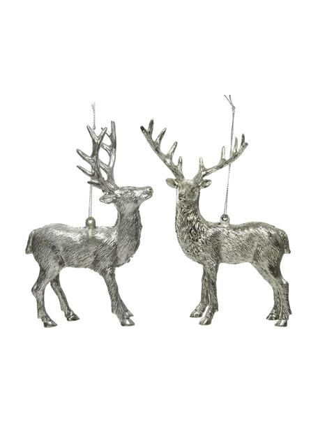 Baumanhänger Hilary H 14 cm, 2er-Set, Kunststoff, Silberfarben, B 11 x H 14 cm